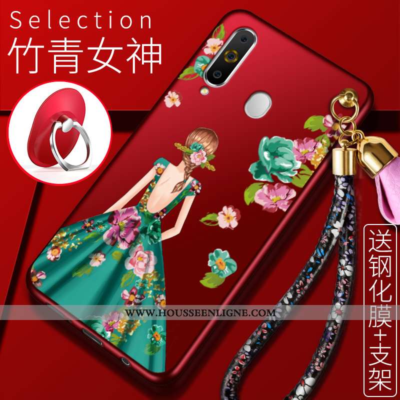 Housse Samsung Galaxy A60 Fluide Doux Protection Étui Incassable Étoile Coque Rouge