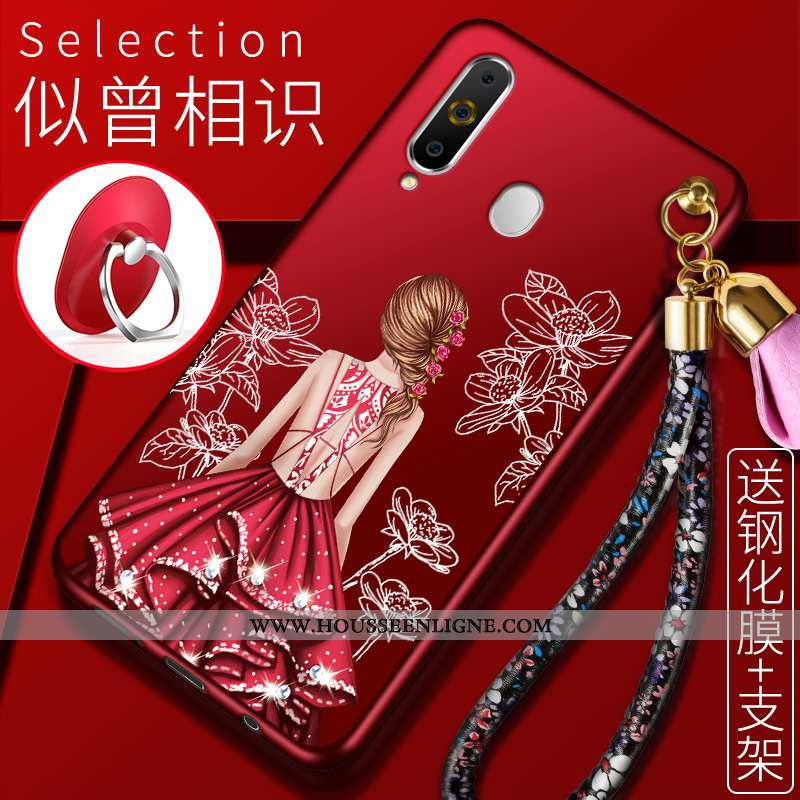 Housse Samsung Galaxy A60 Fluide Doux Protection Étui Incassable Étoile Coque Rouge