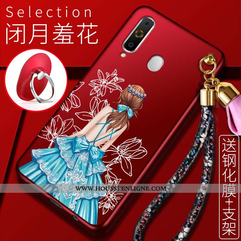 Housse Samsung Galaxy A60 Fluide Doux Protection Étui Incassable Étoile Coque Rouge