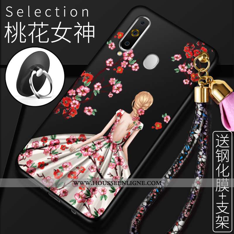Housse Samsung Galaxy A60 Fluide Doux Protection Étui Incassable Étoile Coque Rouge