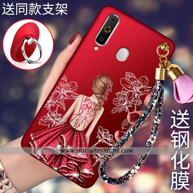 Housse Samsung Galaxy A60 Fluide Doux Protection Étui Incassable Étoile Coque Rouge