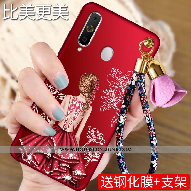 Housse Samsung Galaxy A60 Fluide Doux Protection Étui Incassable Étoile Coque Rouge