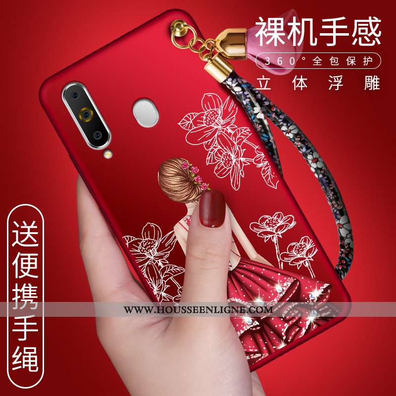 Housse Samsung Galaxy A60 Fluide Doux Protection Étui Incassable Étoile Coque Rouge