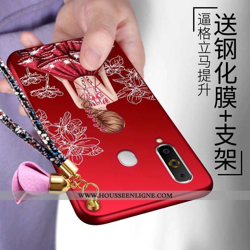 Housse Samsung Galaxy A60 Fluide Doux Protection Étui Incassable Étoile Coque Rouge