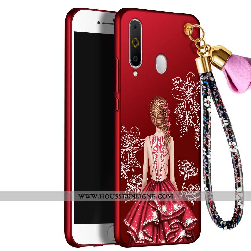 Housse Samsung Galaxy A60 Fluide Doux Protection Étui Incassable Étoile Coque Rouge