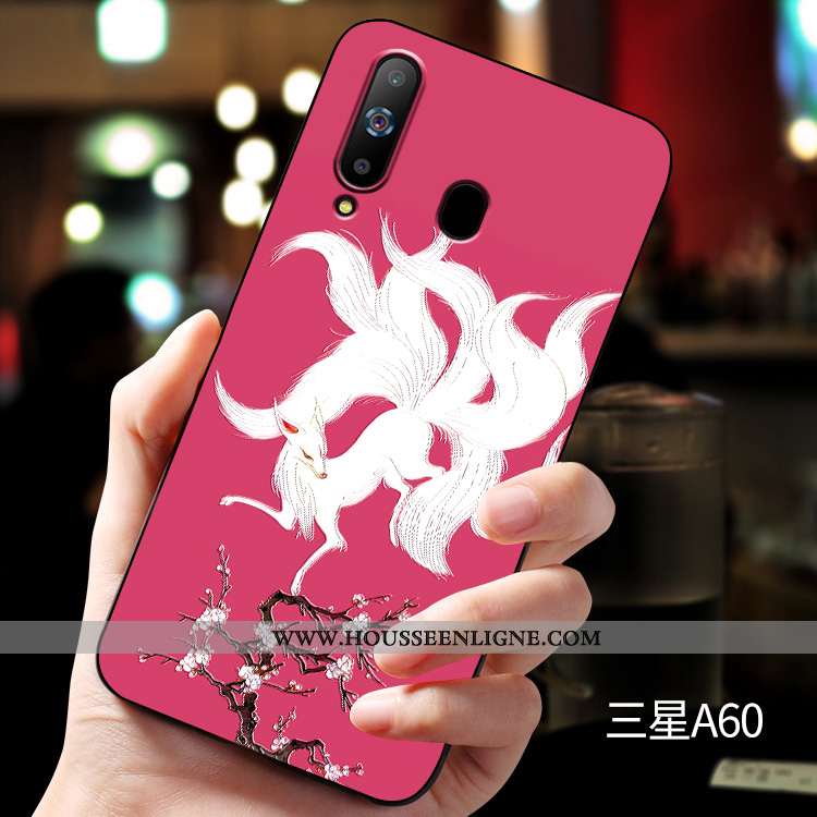 Housse Samsung Galaxy A60 Fluide Doux Silicone Étoile Protection Délavé En Daim Incassable Gaufrage 