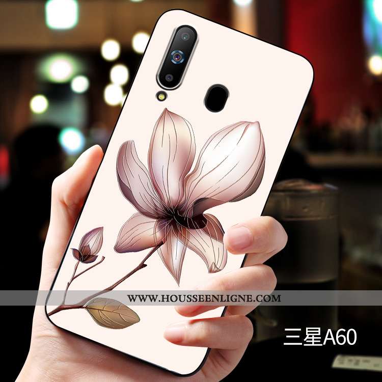 Housse Samsung Galaxy A60 Fluide Doux Silicone Étoile Protection Délavé En Daim Incassable Gaufrage 