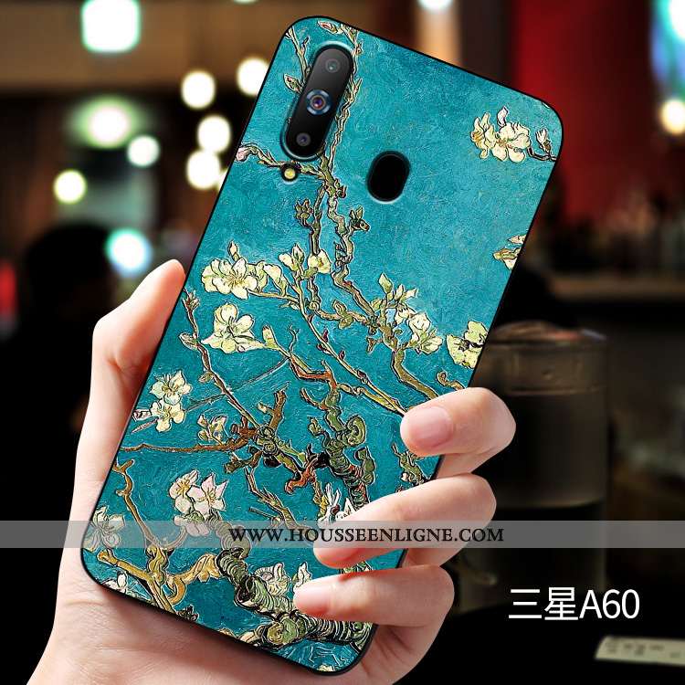 Housse Samsung Galaxy A60 Fluide Doux Silicone Étoile Protection Délavé En Daim Incassable Gaufrage 