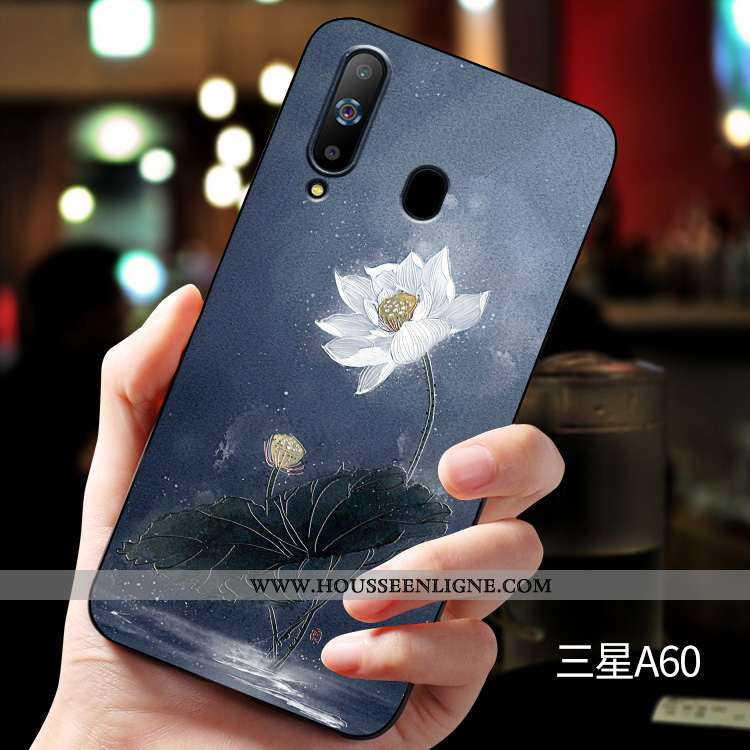 Housse Samsung Galaxy A60 Fluide Doux Silicone Étoile Protection Délavé En Daim Incassable Gaufrage 