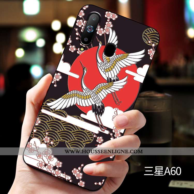 Housse Samsung Galaxy A60 Fluide Doux Silicone Étoile Protection Délavé En Daim Incassable Gaufrage 