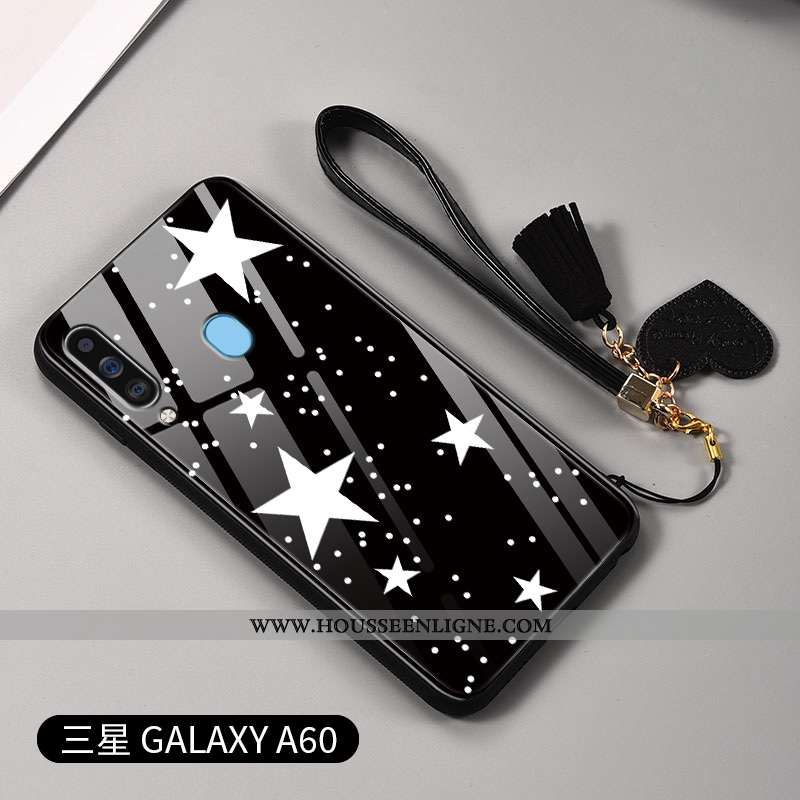 Housse Samsung Galaxy A60 Mode Protection Tendance Net Rouge Coque Ornements Suspendus Amoureux Blan