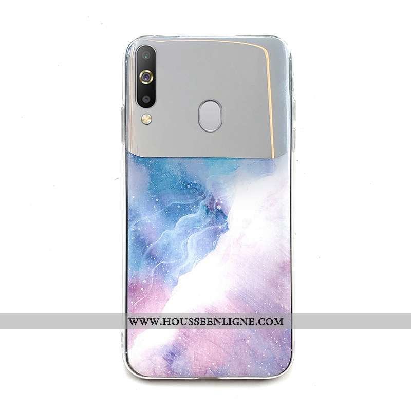 Housse Samsung Galaxy A60 Modèle Fleurie Fluide Doux Coque Étoile Argent Téléphone Portable Difficil