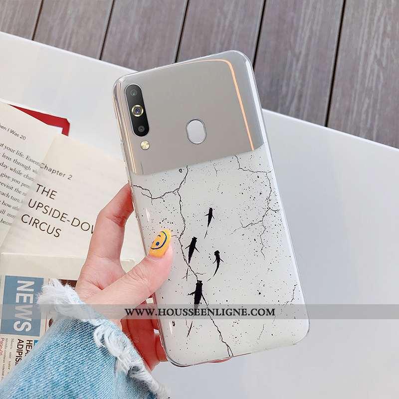 Housse Samsung Galaxy A60 Modèle Fleurie Fluide Doux Coque Étoile Argent Téléphone Portable Difficil