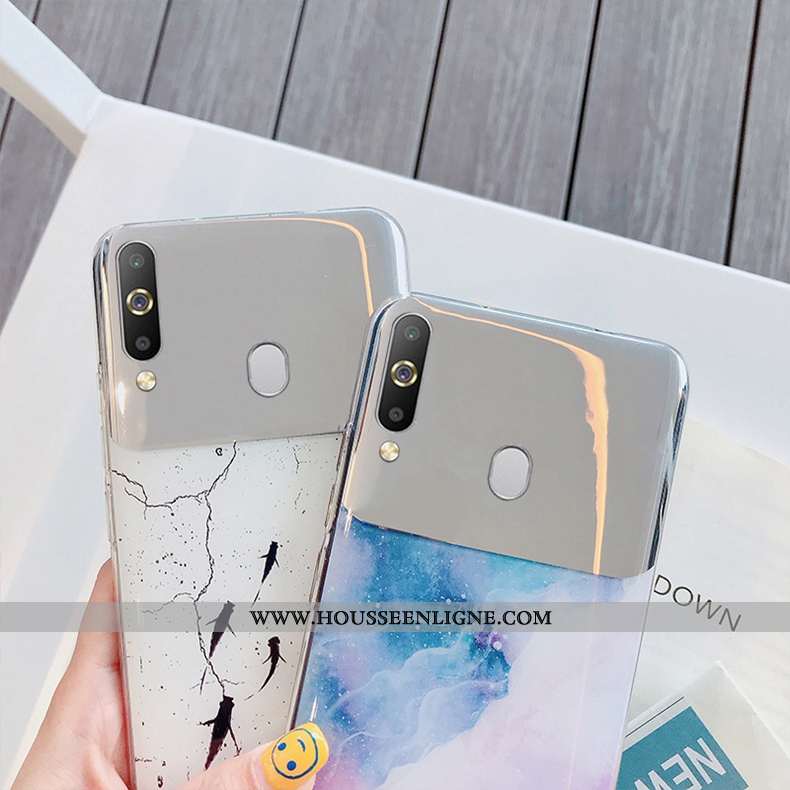 Housse Samsung Galaxy A60 Modèle Fleurie Fluide Doux Coque Étoile Argent Téléphone Portable Difficil