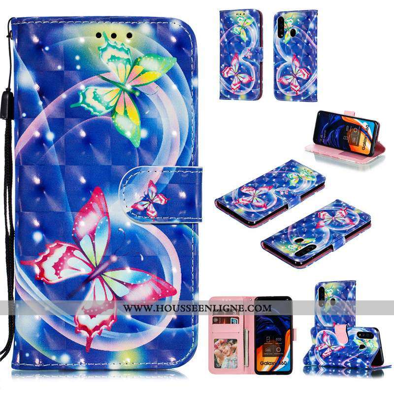 Housse Samsung Galaxy A60 Protection Charmant Bleu Téléphone Portable Étui Coque Étoile