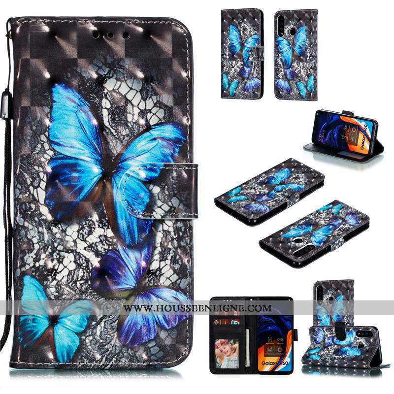 Housse Samsung Galaxy A60 Protection Charmant Bleu Téléphone Portable Étui Coque Étoile