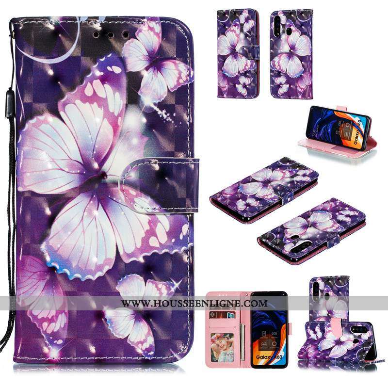 Housse Samsung Galaxy A60 Protection Charmant Bleu Téléphone Portable Étui Coque Étoile