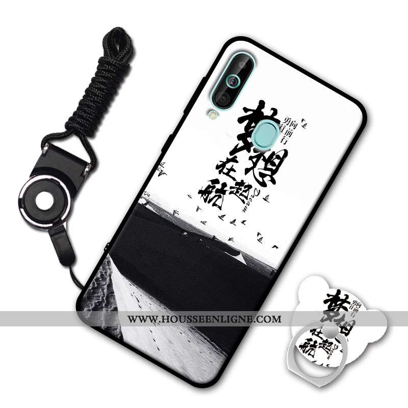 Housse Samsung Galaxy A60 Silicone Protection Ornements Suspendus Étoile Fluide Doux Étui Coque Blan