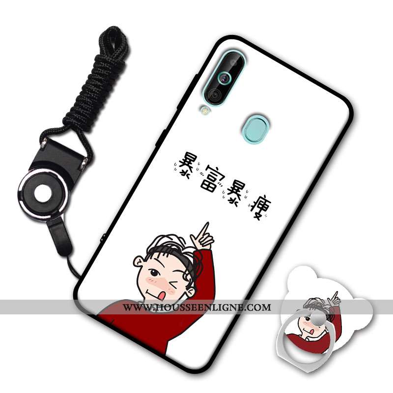 Housse Samsung Galaxy A60 Silicone Protection Ornements Suspendus Étoile Fluide Doux Étui Coque Blan