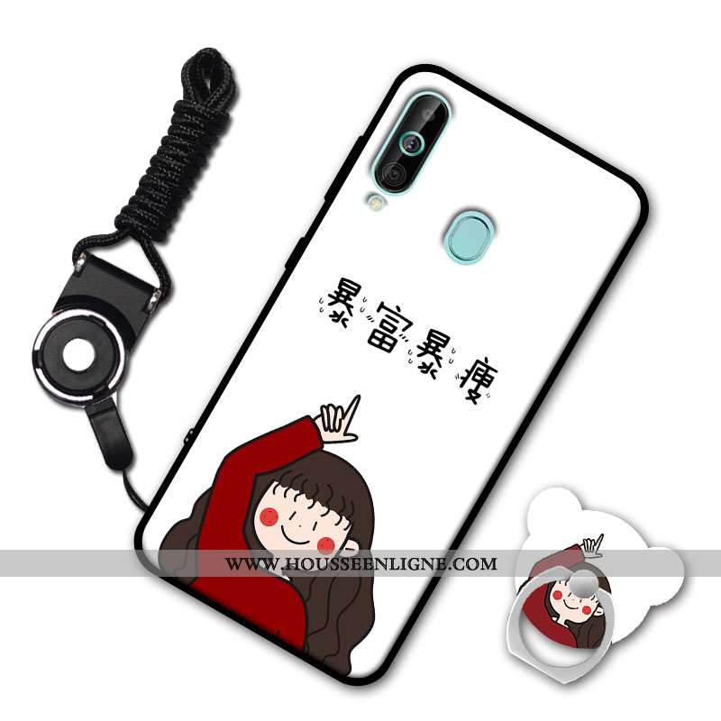 Housse Samsung Galaxy A60 Silicone Protection Ornements Suspendus Étoile Fluide Doux Étui Coque Blan