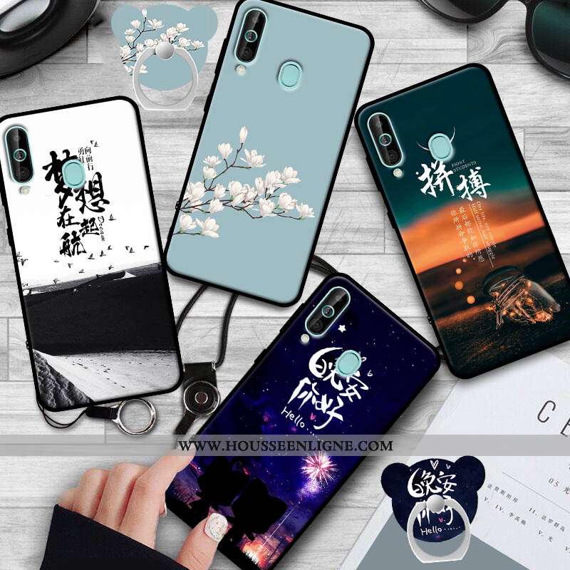 Housse Samsung Galaxy A60 Silicone Protection Ornements Suspendus Étoile Fluide Doux Étui Coque Blan