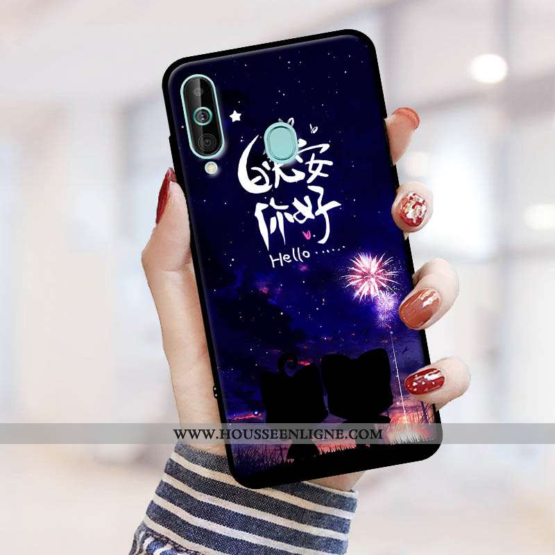 Housse Samsung Galaxy A60 Silicone Protection Ornements Suspendus Étoile Fluide Doux Étui Coque Blan