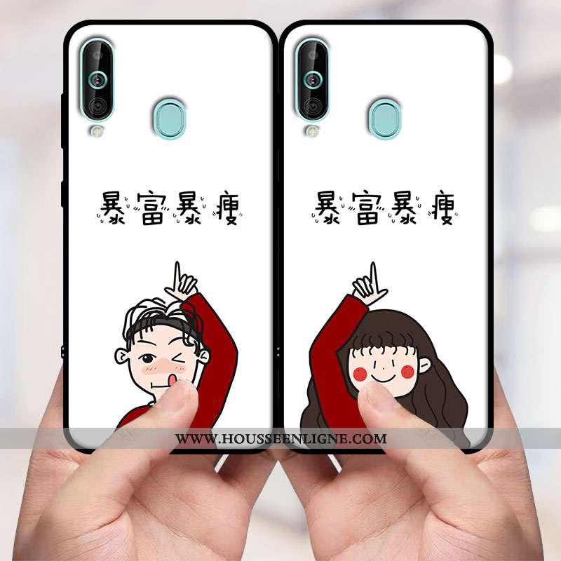 Housse Samsung Galaxy A60 Silicone Protection Ornements Suspendus Étoile Fluide Doux Étui Coque Blan