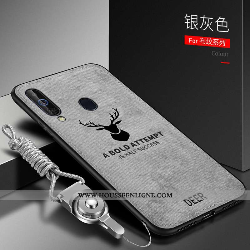 Housse Samsung Galaxy A60 Tendance Légère Étoile Silicone Simple Protection Tissu Bleu Foncé
