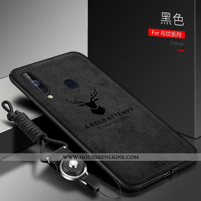 Housse Samsung Galaxy A60 Tendance Légère Étoile Silicone Simple Protection Tissu Bleu Foncé