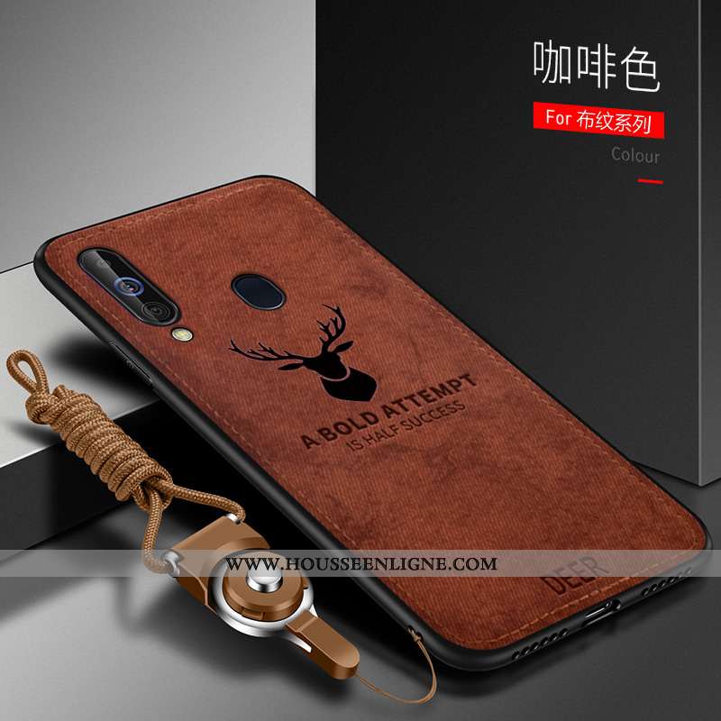 Housse Samsung Galaxy A60 Tendance Légère Étoile Silicone Simple Protection Tissu Bleu Foncé