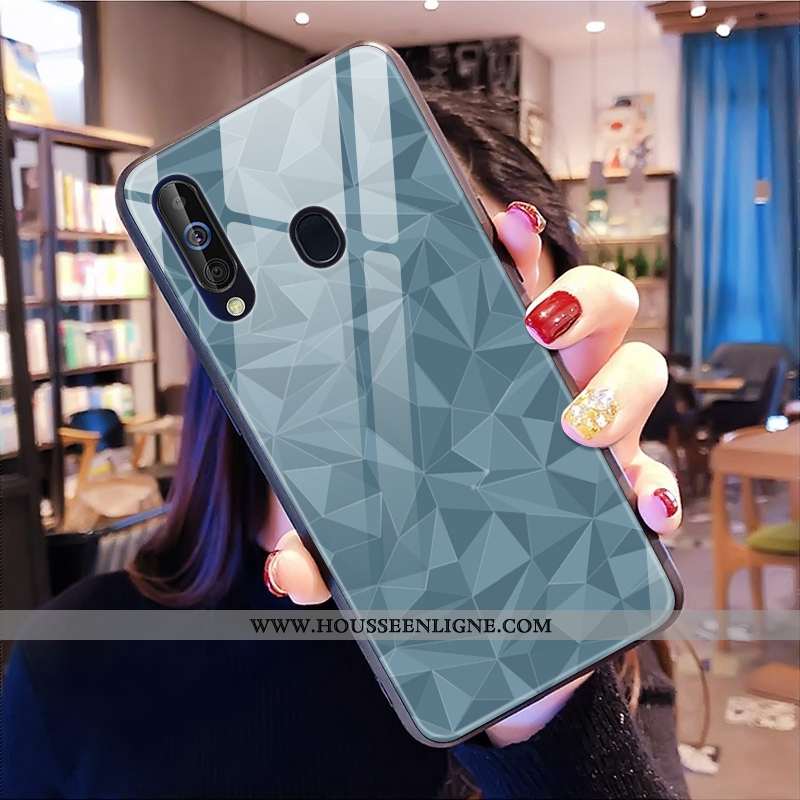 Housse Samsung Galaxy A60 Tendance Modèle Fleurie Étui Téléphone Portable Fluide Doux Bleu Étoile