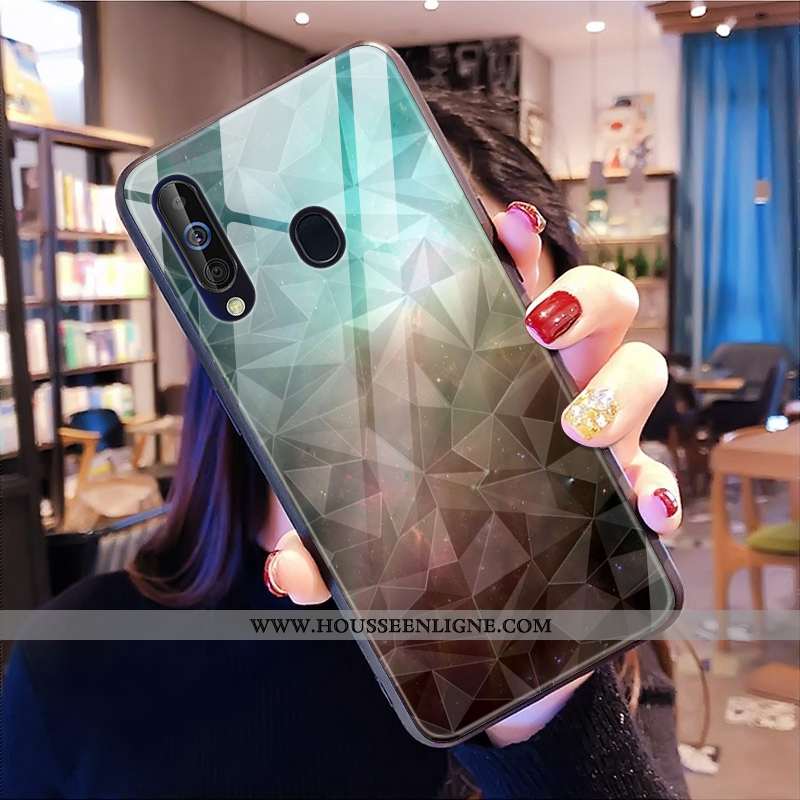 Housse Samsung Galaxy A60 Tendance Modèle Fleurie Étui Téléphone Portable Fluide Doux Bleu Étoile