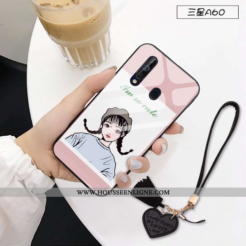 Housse Samsung Galaxy A60 Tendance Protection Étoile Personnalité Rose Téléphone Portable Difficile