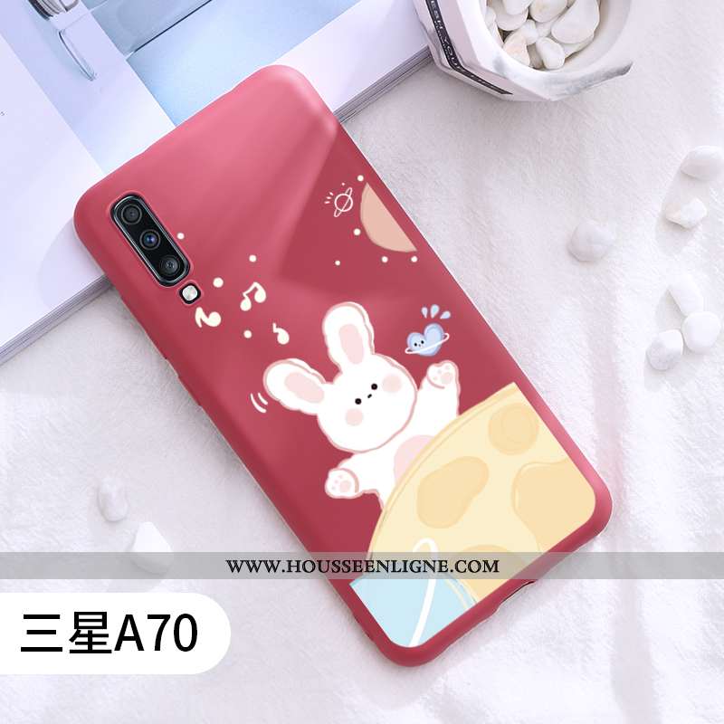Housse Samsung Galaxy A70 Créatif Charmant Étui Tout Compris Étoile Lapin Protection Rouge