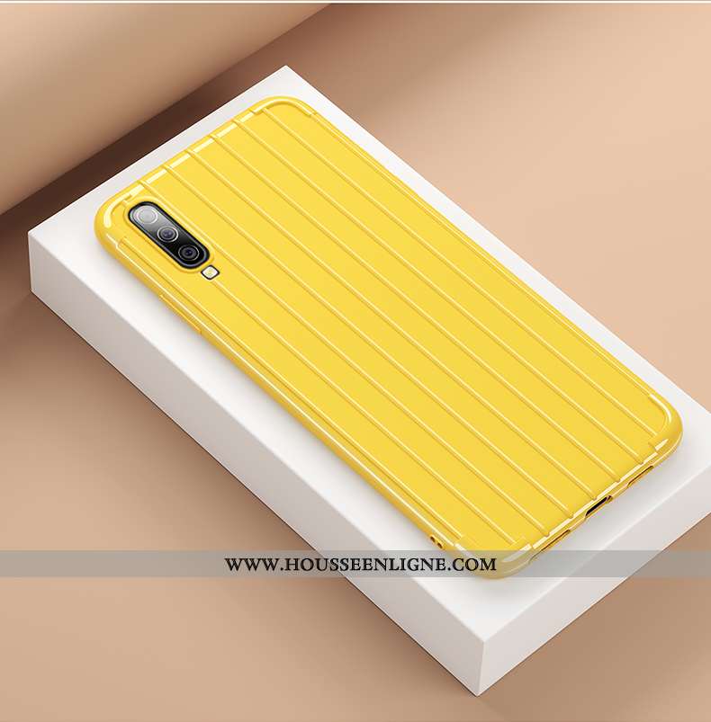 Housse Samsung Galaxy A70 Créatif Tendance Étui Incassable Net Rouge Jaune Silicone