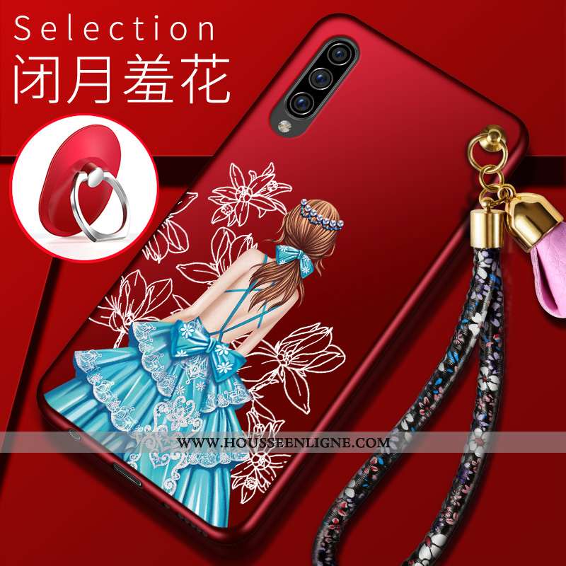 Housse Samsung Galaxy A70 Délavé En Daim Gaufrage Étoile Téléphone Portable Fluide Doux Protection T