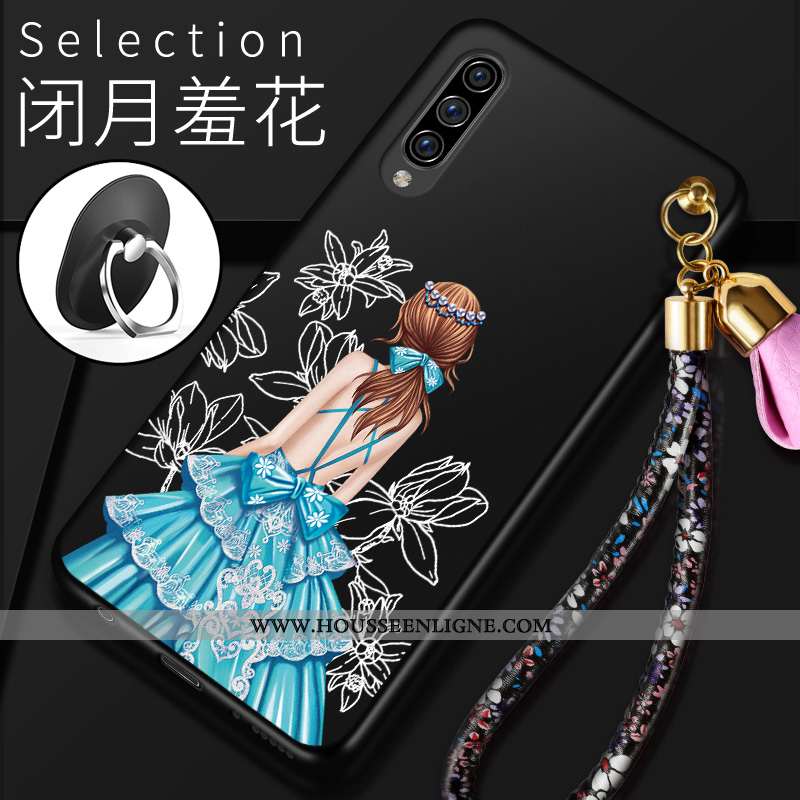 Housse Samsung Galaxy A70 Délavé En Daim Gaufrage Étoile Téléphone Portable Fluide Doux Protection T