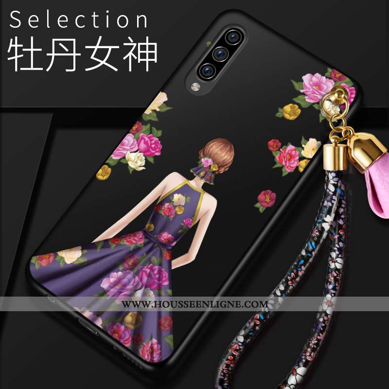 Housse Samsung Galaxy A70 Délavé En Daim Gaufrage Étoile Téléphone Portable Fluide Doux Protection T