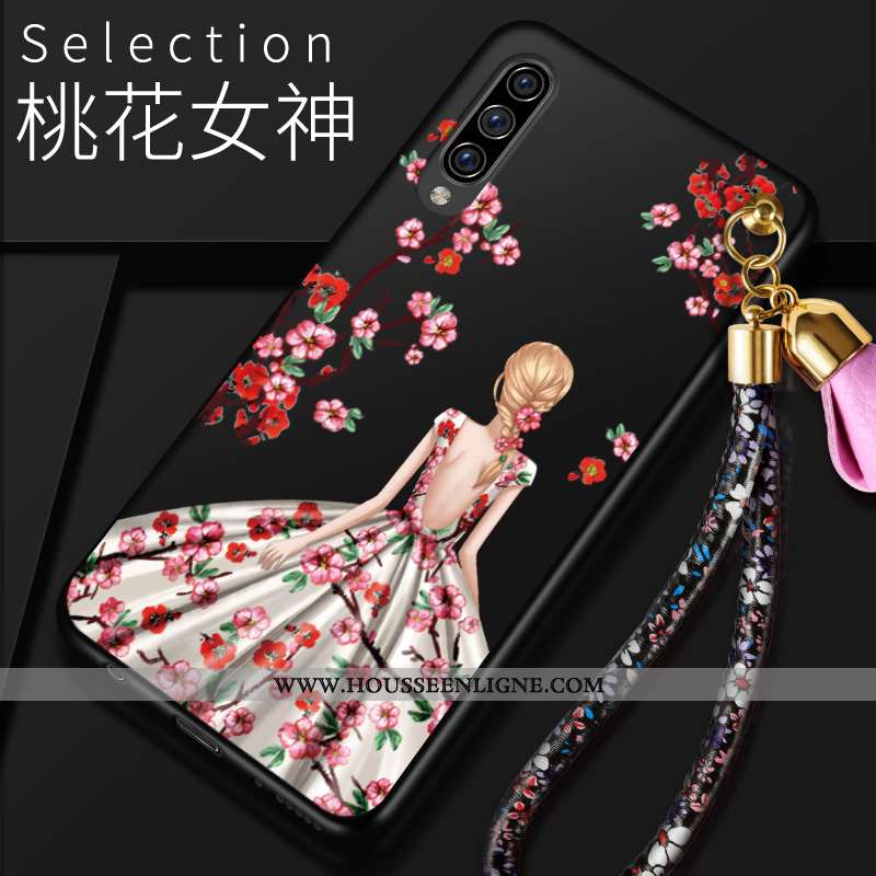 Housse Samsung Galaxy A70 Délavé En Daim Gaufrage Étoile Téléphone Portable Fluide Doux Protection T