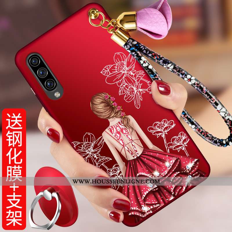 Housse Samsung Galaxy A70 Délavé En Daim Gaufrage Étoile Téléphone Portable Fluide Doux Protection T