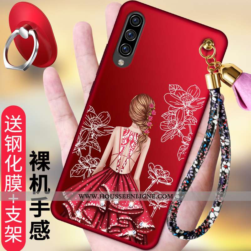 Housse Samsung Galaxy A70 Délavé En Daim Gaufrage Étoile Téléphone Portable Fluide Doux Protection T