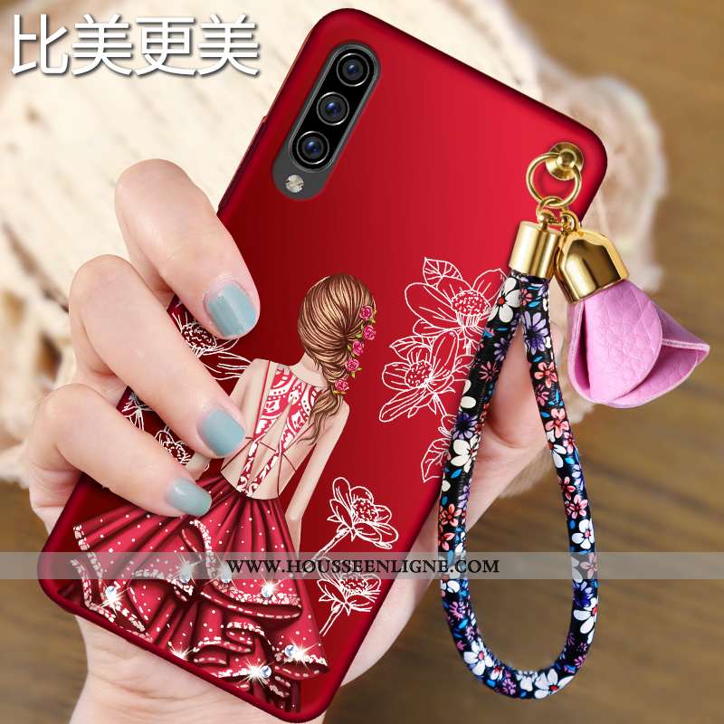 Housse Samsung Galaxy A70 Délavé En Daim Gaufrage Étoile Téléphone Portable Fluide Doux Protection T