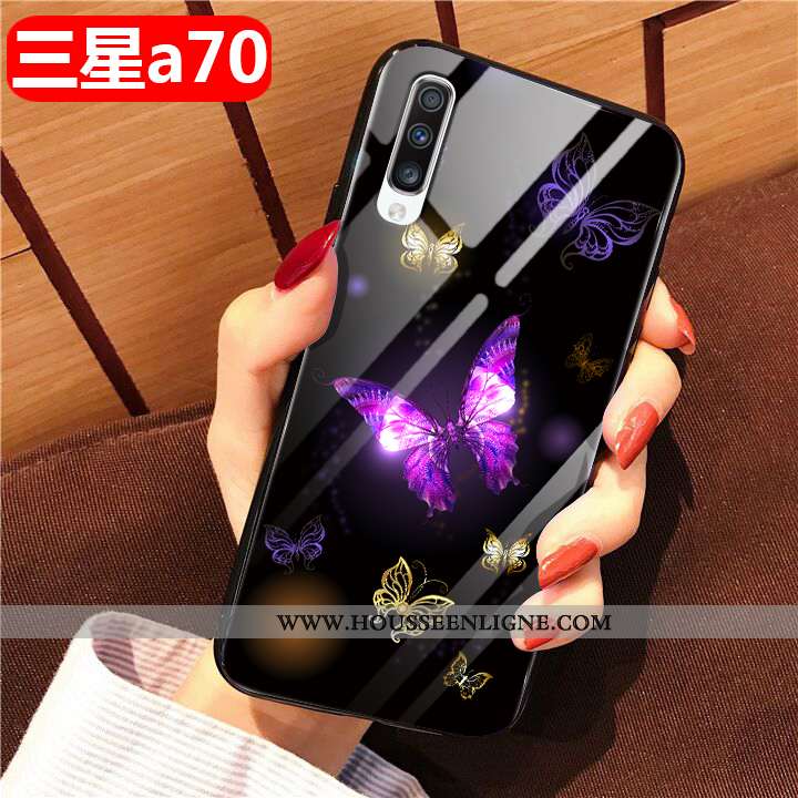 Housse Samsung Galaxy A70 Fluide Doux Silicone Noir Vent Mode Britanique Téléphone Portable
