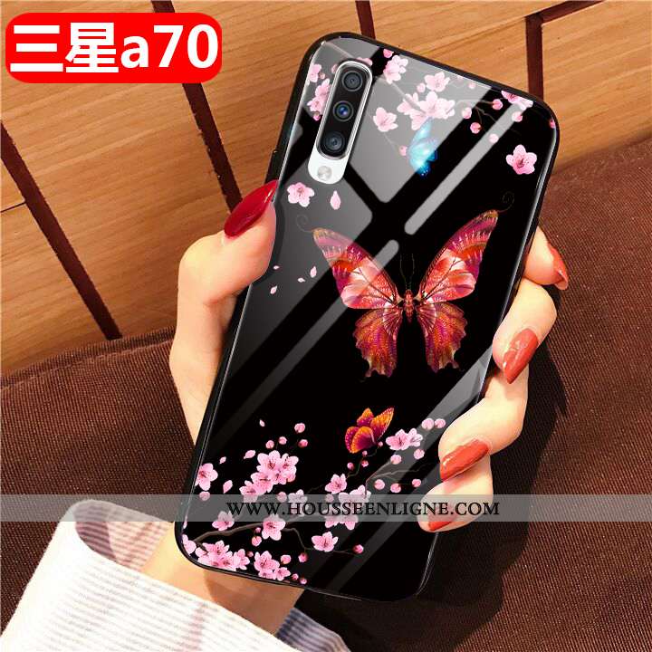 Housse Samsung Galaxy A70 Fluide Doux Silicone Noir Vent Mode Britanique Téléphone Portable