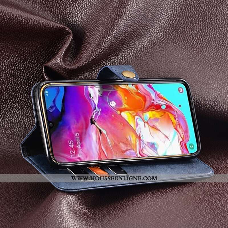 Housse Samsung Galaxy A70 Ornements Suspendus Portefeuille Étui Silicone Étoile Protection Coque Noi