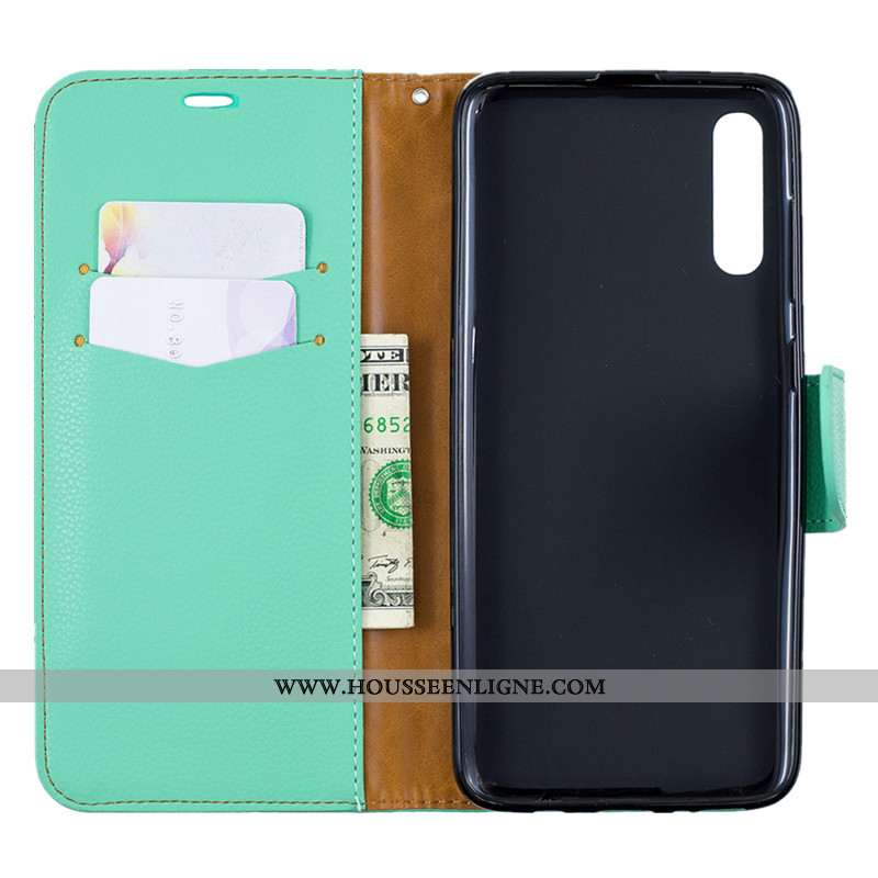 Housse Samsung Galaxy A70 Portefeuille Tendance Étoile Coque Carte Nouveau Protection Verte