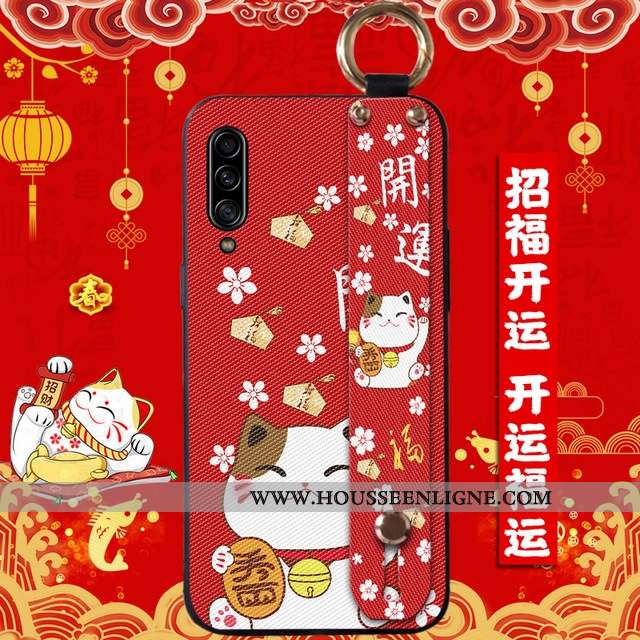 Housse Samsung Galaxy A70 Protection Tendance Rouge Chat Silicone Nouveau Étoile