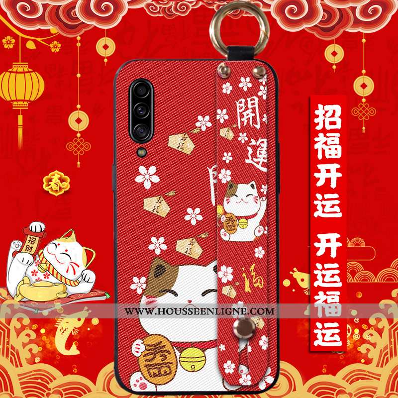 Housse Samsung Galaxy A70 Protection Tendance Rouge Chat Silicone Nouveau Étoile
