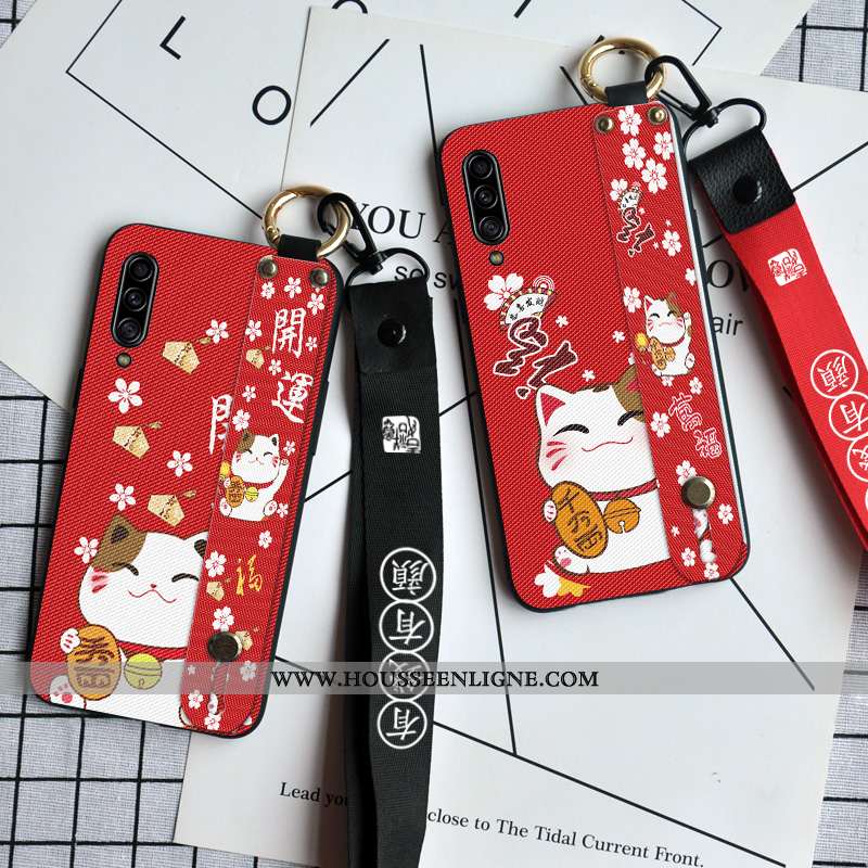 Housse Samsung Galaxy A70 Protection Tendance Rouge Chat Silicone Nouveau Étoile