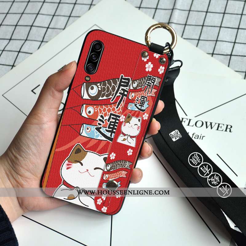Housse Samsung Galaxy A70 Protection Tendance Rouge Chat Silicone Nouveau Étoile